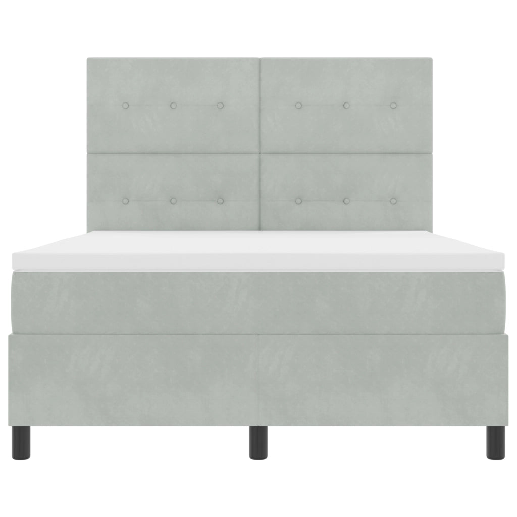 Letto con Box Spring e Materasso & Luce LED Grigio Chiaro 160x200 cm Velluto