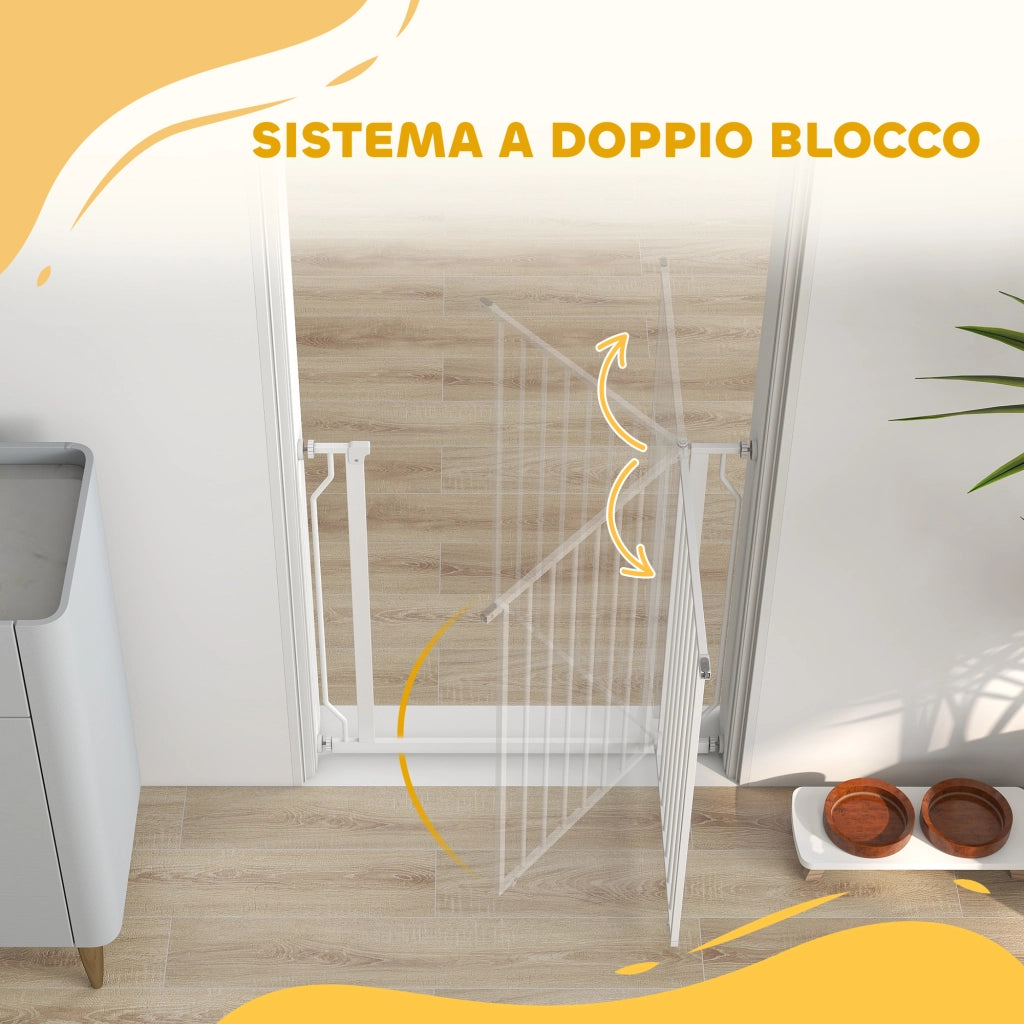 Cancelletto di Sicurezza per Cani e Gatti Estensibile 75-85x76cm Acciaio Bianco