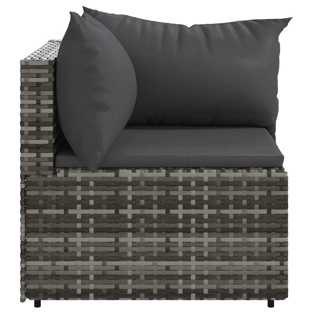 Divano Angolare da Giardino con Cuscini in Polyrattan Grigio 319761