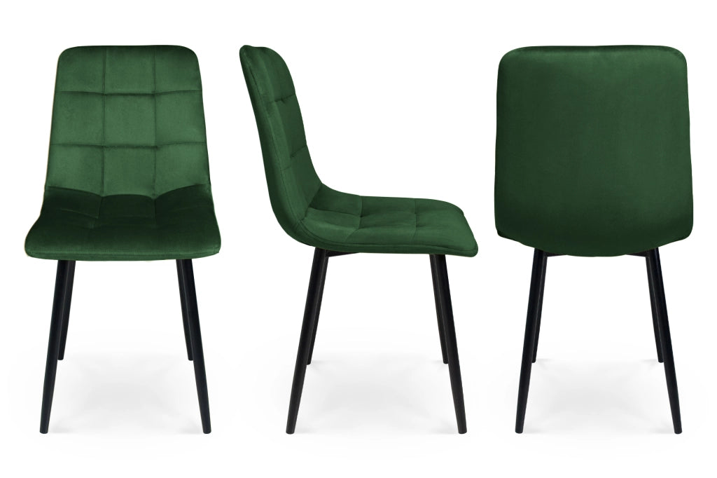 Sedia da pranzo imbottita in velluto verde scuro (2 pz.) - Karima - SD30KAPM