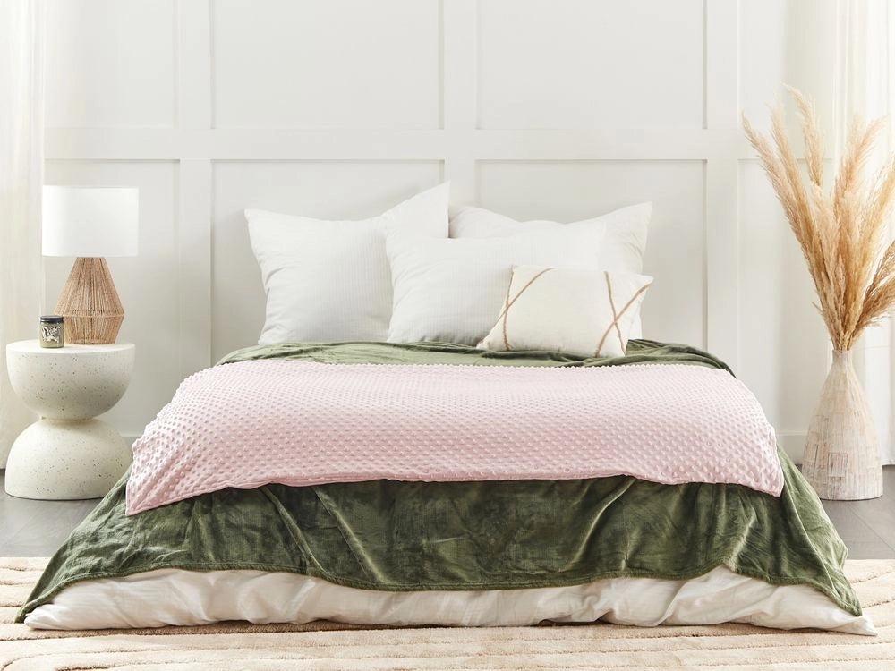 Copripiumino per coperta ponderata Rosa Tessuto poliestere 100 x 150 cm Motivo a pois Design moderno Tessile camera da letto