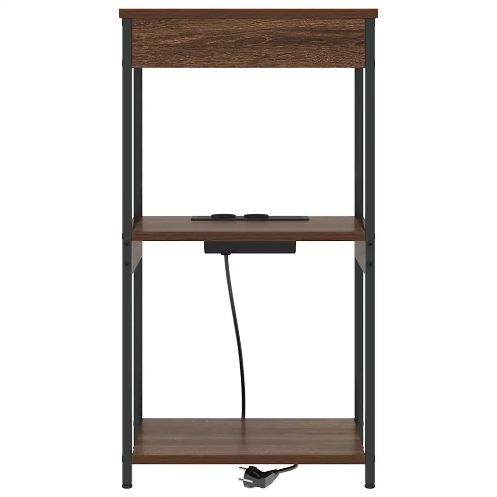 Comodino | Armadio da Notte | Mobiletto da notte con lo scaffale Rovere Marrone 41 x 31 x 76 cm