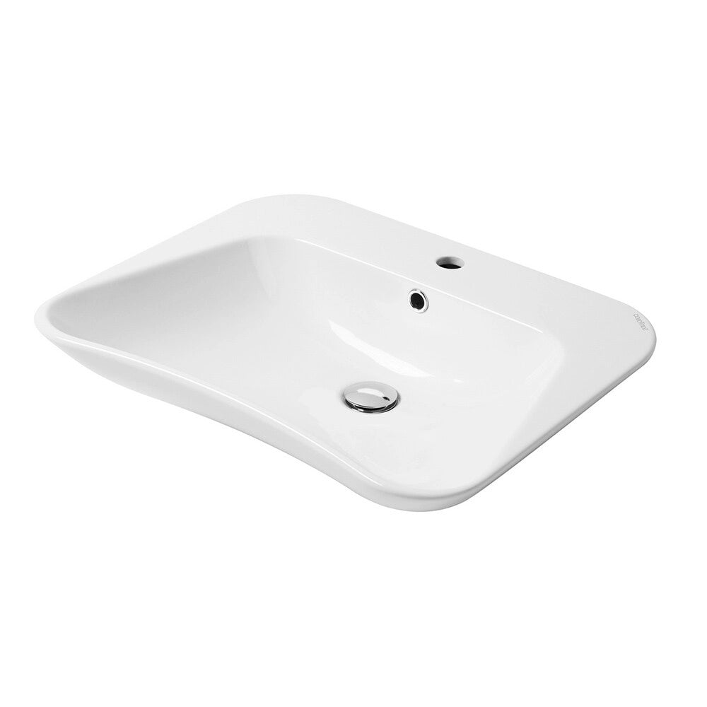 Lavabo ergonomico in ceramica bianco 62 cm monoforo sospeso o da appoggio Evolution Sanitosco