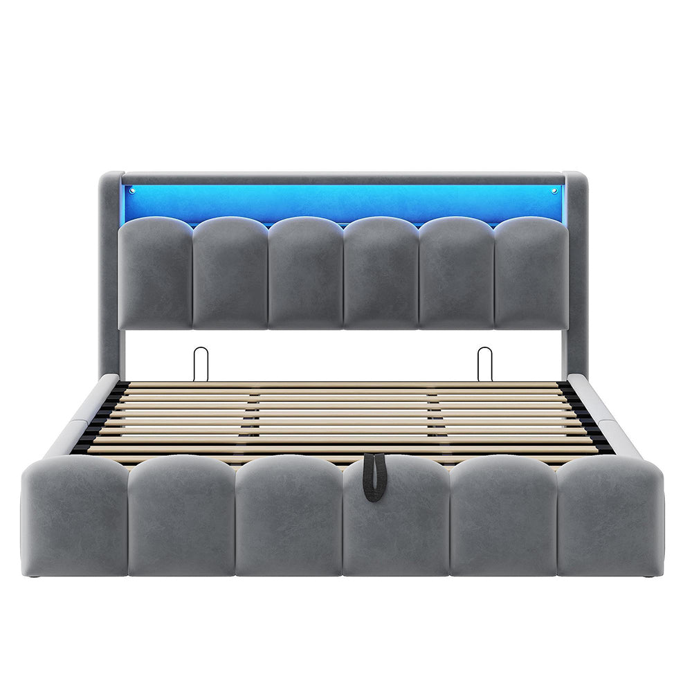 Letto 180x200cm?- Xylo - velluto petali USB grigio