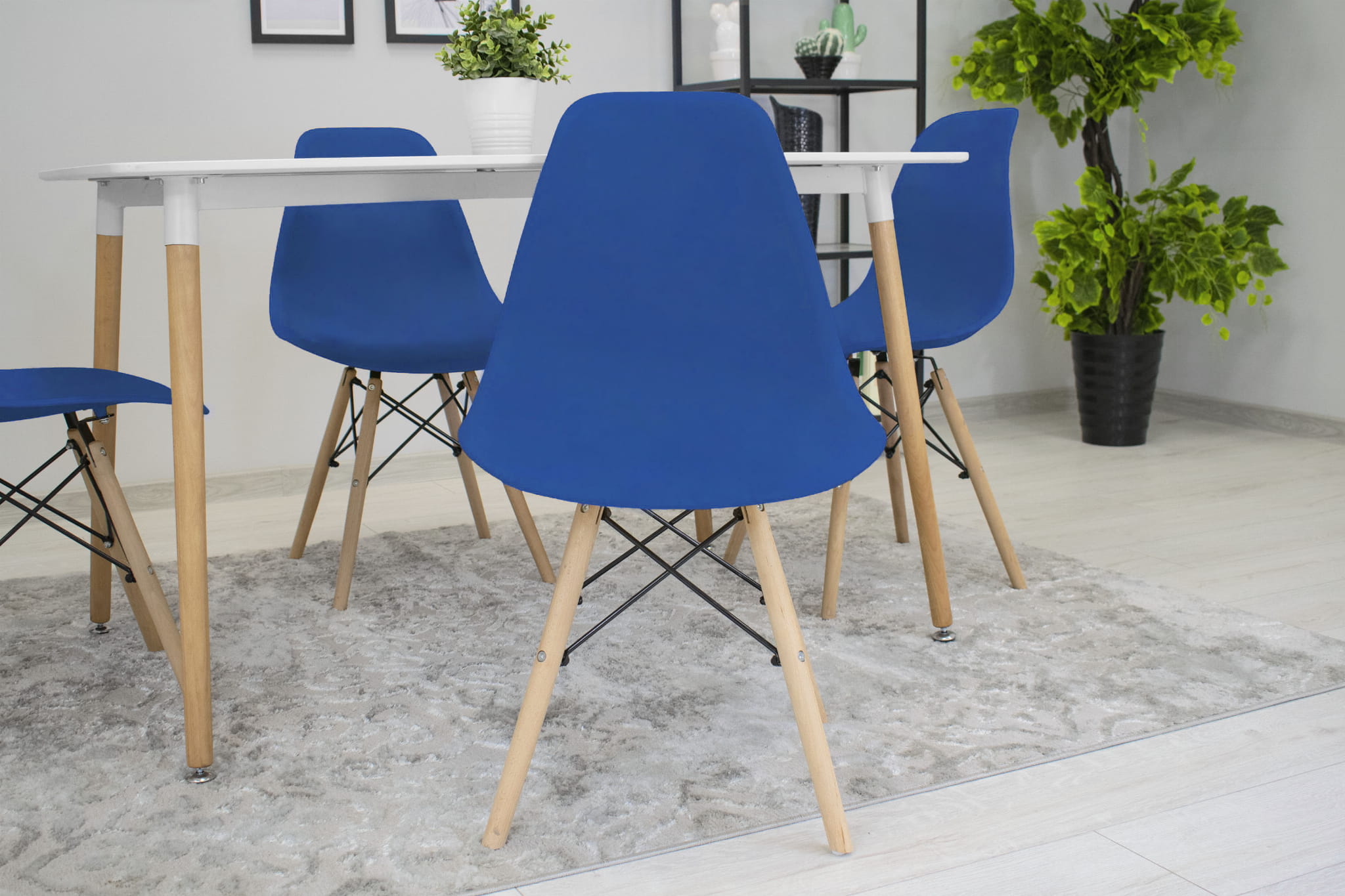 Sedia ergonomica Valora OSAKA con gambe naturali blu per soggiorno x2