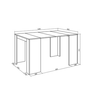 Consolle allungabile, 140x90x77cm, Per 6 persone, Tavolo da pranzo, grigio grigio cemento RF2614