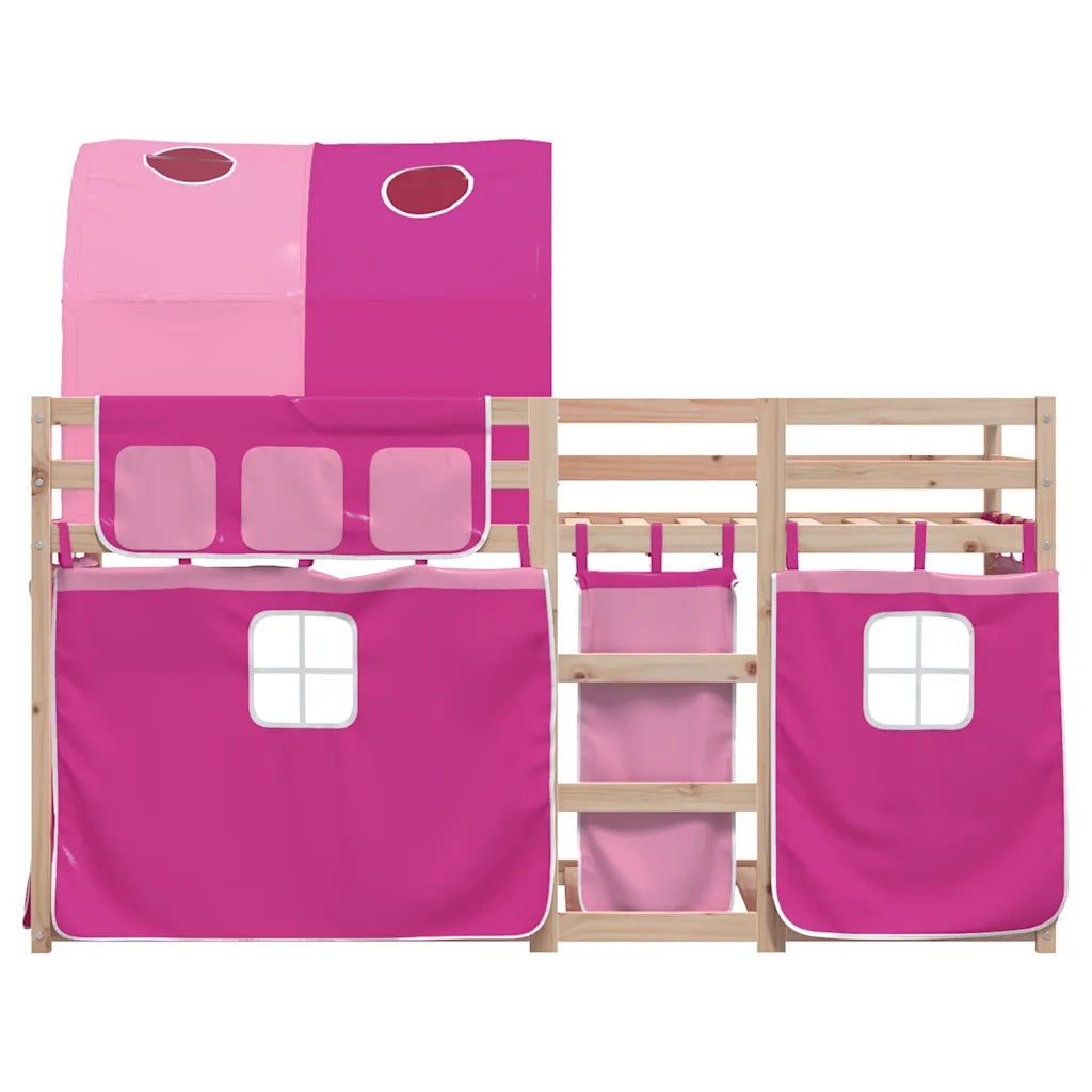 Letto a Castello senza Materasso Rosa 90x190 cm Legno di Pino