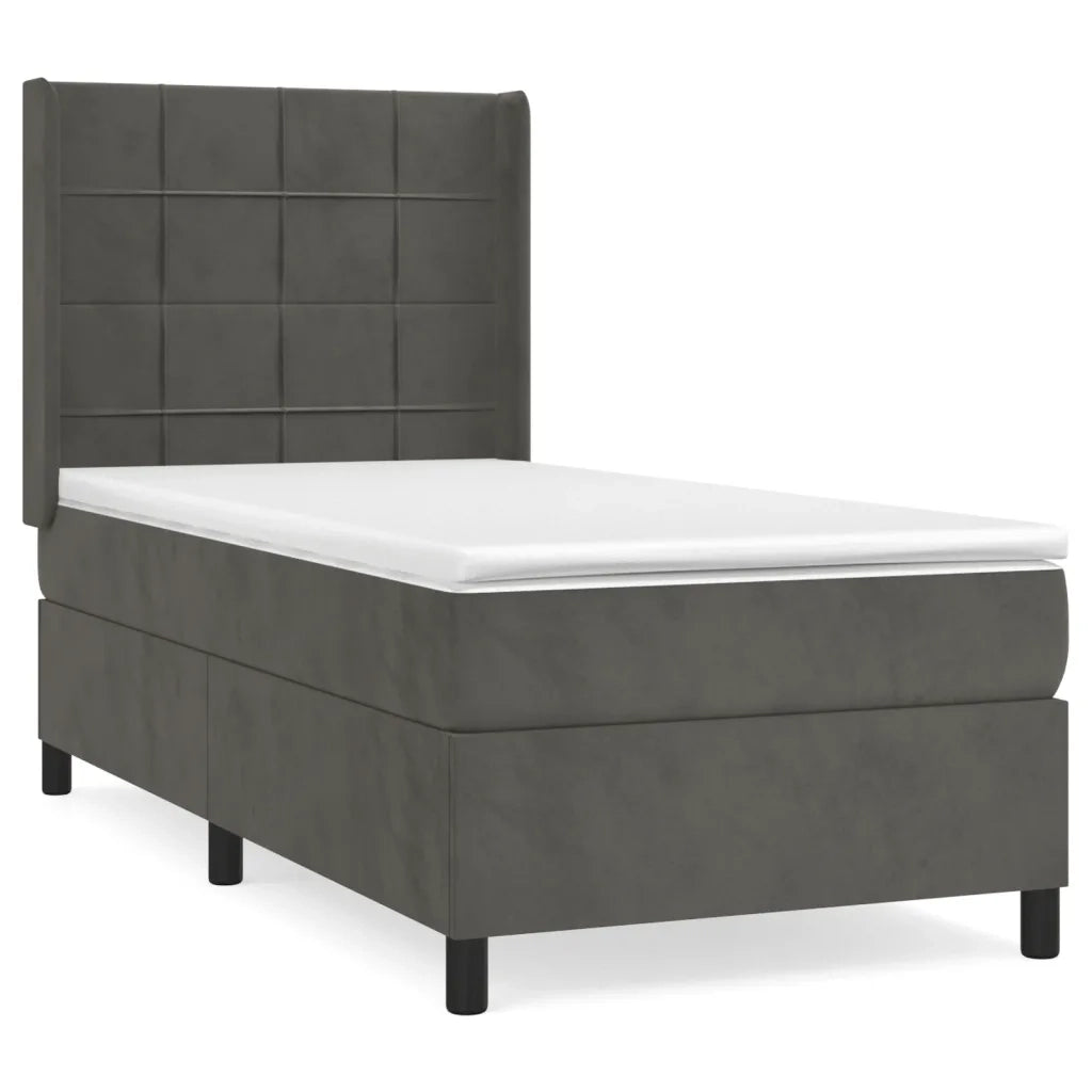 Giroletto a Molle con Materasso Grigio Scuro 90x190 cm Velluto 3132652