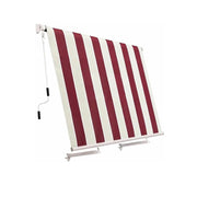 OWIJI Tenda Sole Esterno A Caduta Bordeaux Crema A Manovella Dimensioni 100 x 250 cm Telo Ombreggiante Tessuto Anti UV Ufficio Giardino Balcone