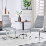 Sedia da pranzo set da 2 in pelle PU con schienale alto e seduta imbottita, struttura in metallo, grigio chiaro