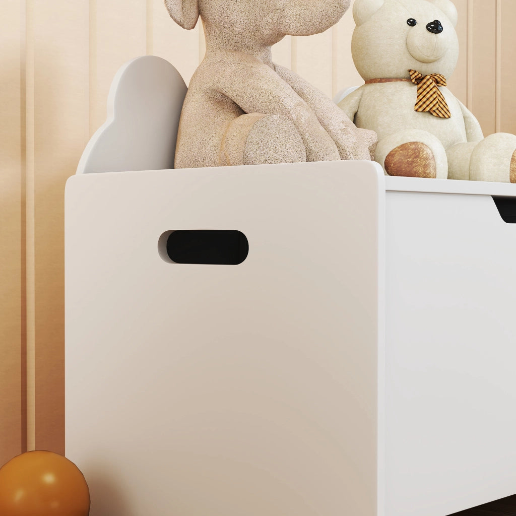 Cassa giocattoli per bambini con coperchio ¨C zephmum ¨C forma orso, bianco, 60x38x48 cm