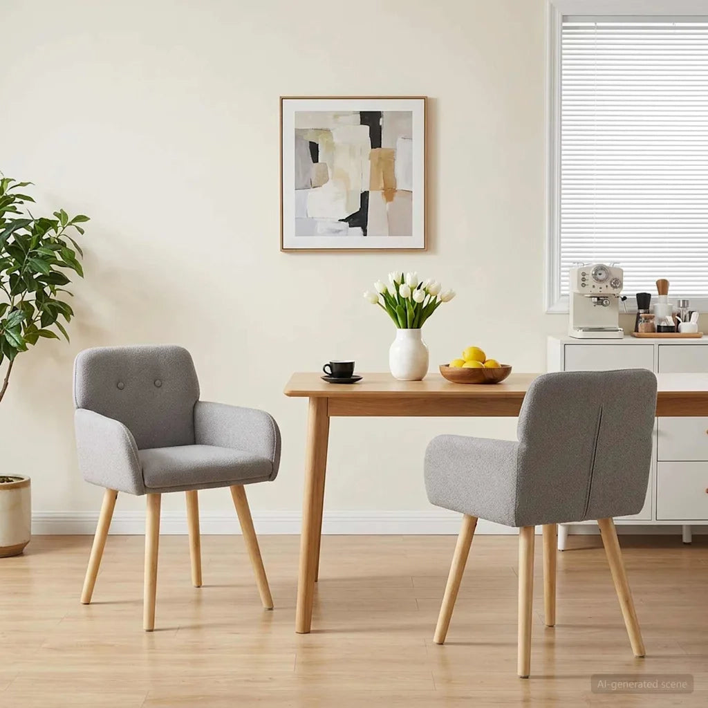 Sedie da pranzo 2 pz Bouclé Grigio Chiaro 59 x 57 x 85 cm 42034324