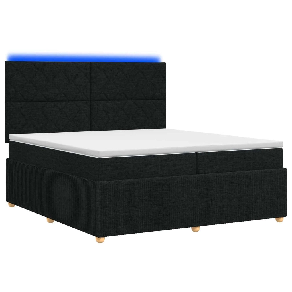Letto Box Spring LED con Materasso Nero 200 x 200 cm Tessuto 3455946