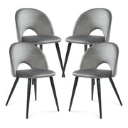 Set Karijoki di 4 Sedie Imbottite da Sala Pranzo Effetto Velluto - Grigio / Nero [en.casa]