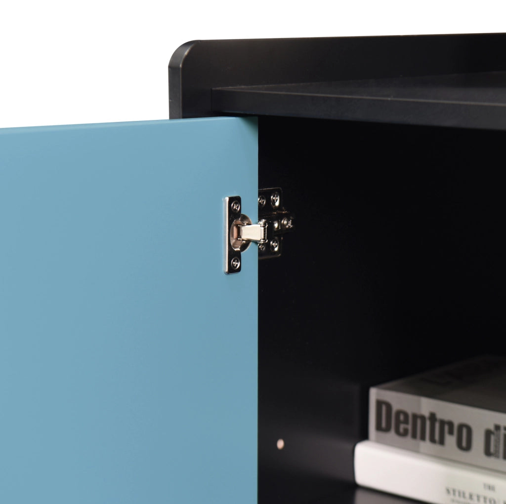 Credenza buffet con 2 cassetti e vani aperti; 90 cm; in MDF nero e blu