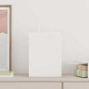 vidaXL Sacchetti di Carta 250 pz con Manici Bianchi 26x12x35 cm