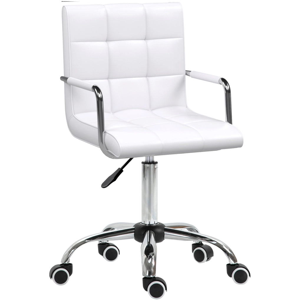 Sedia da ufficio girevole regolabile bianca in PVC