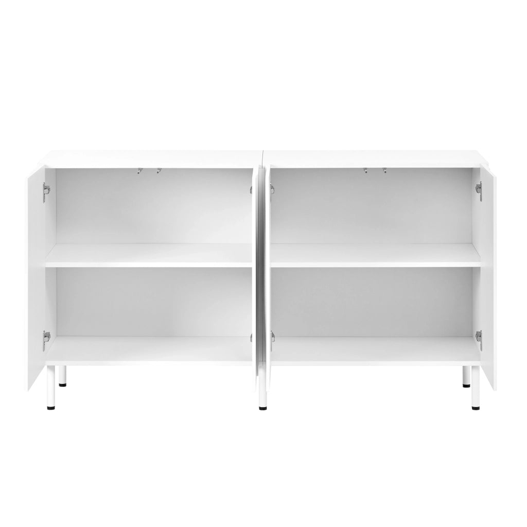 Sideboard moderno a 4 ante con apertura push-to-open; 140x40x77;5 cm; bianco