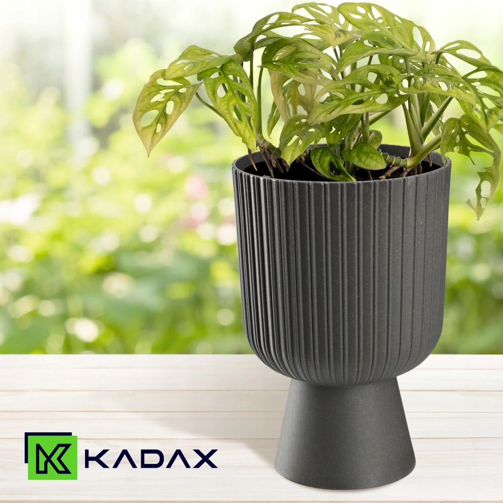 Vaso da fiori KADAX, vaso per fiori, da giardino, con coperchio in plastica, 14 cm, supporto per fiori, grigio