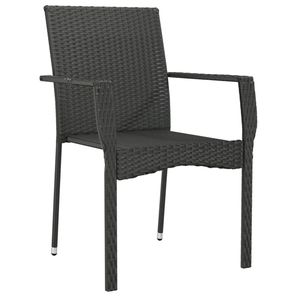 Sedie da Giardino con Cuscini 2 pz in Polyrattan Nere 319877
