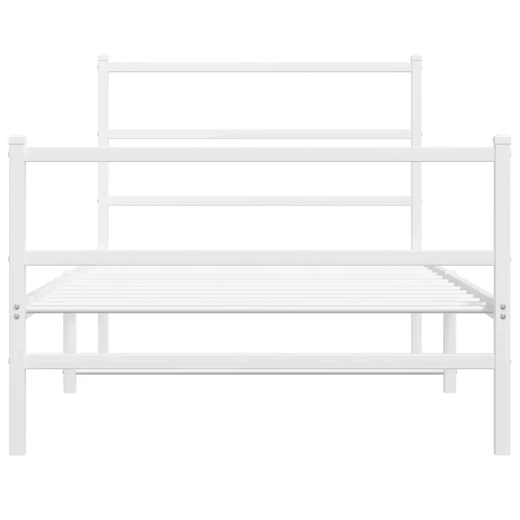 Giroletto con Testiera e Pediera-Struttura Letto Metallo Bianco 100x190 cm 914514