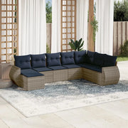 Set Divani da Giardino 8 pz con Cuscini Grigio in Polyrattan 3221760
