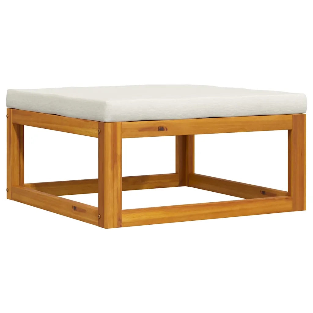 Sedia da giardino-Poggiapiedi con Cuscino Bianco Crema in Massello d'Acacia 972445