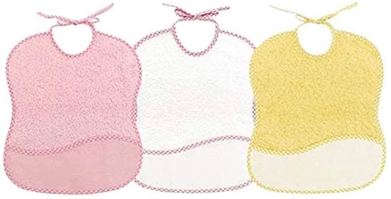 Pacchetto con 3 bavaglie a crocette, 100% cotone, molto morbido al tatto, colore rosa, dimensioni: 25x30 cm - bavaglie con chiusura con nastro, molto facile da utilizzare.