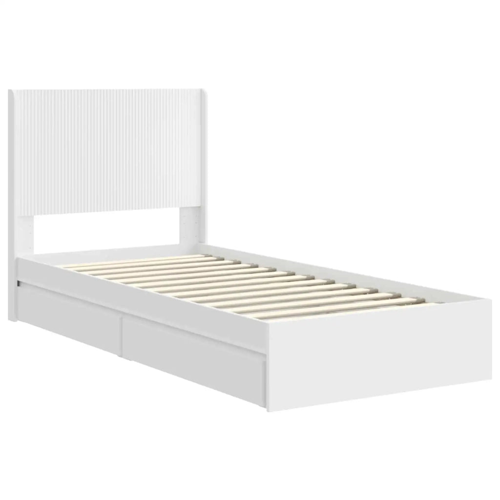 Struttura del letto con stoccaggio e testata Bianco 90 x 200 cm