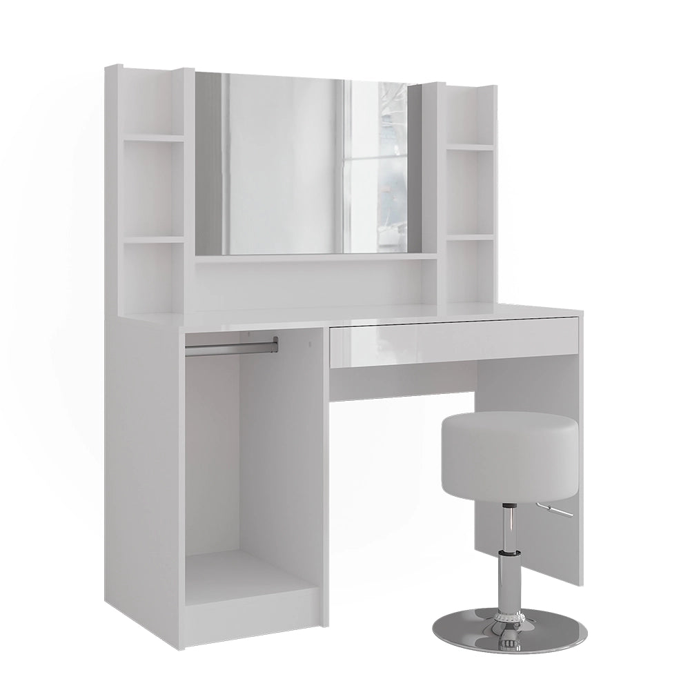 Vicco Tavolo da toeletta Bianco/bianco lucido 119.8 cm 5 parti