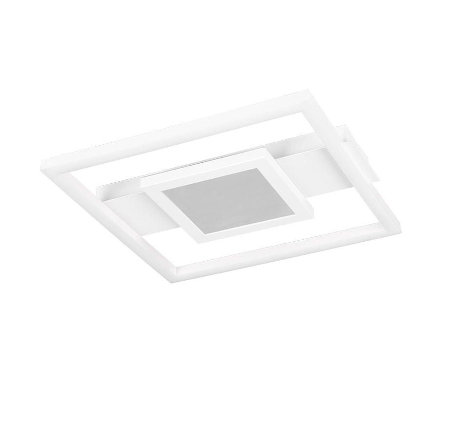 Plafoniera LED quadrata, metallo, bianco, 35x35 cm, Wheeler