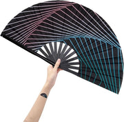 Ventilatore portatile in bambù e nylon per festival - Grande ventilatore per rave per signore e signori