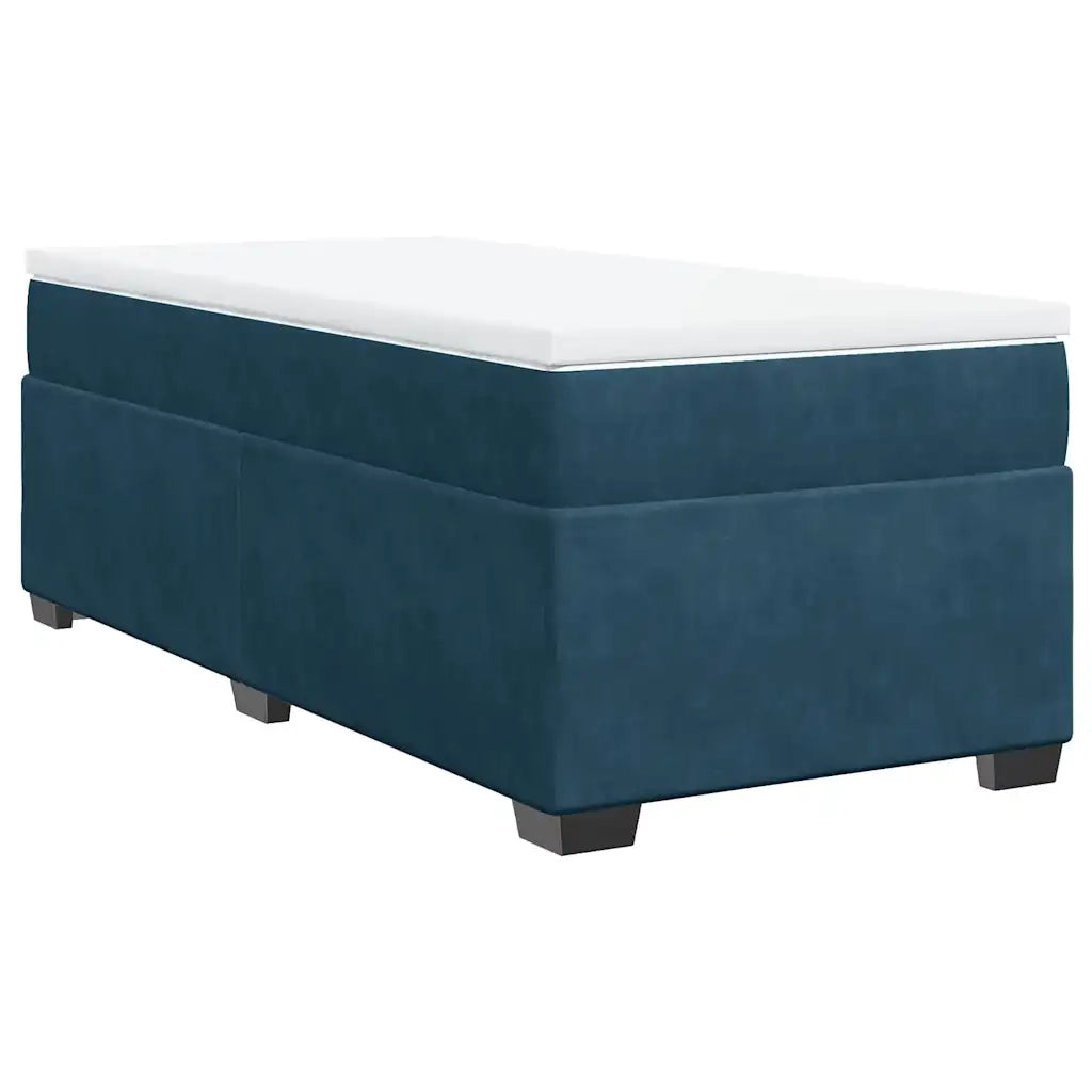 Giroletto a Molle con Materasso Blu Scuro 80x200 cm in Velluto
