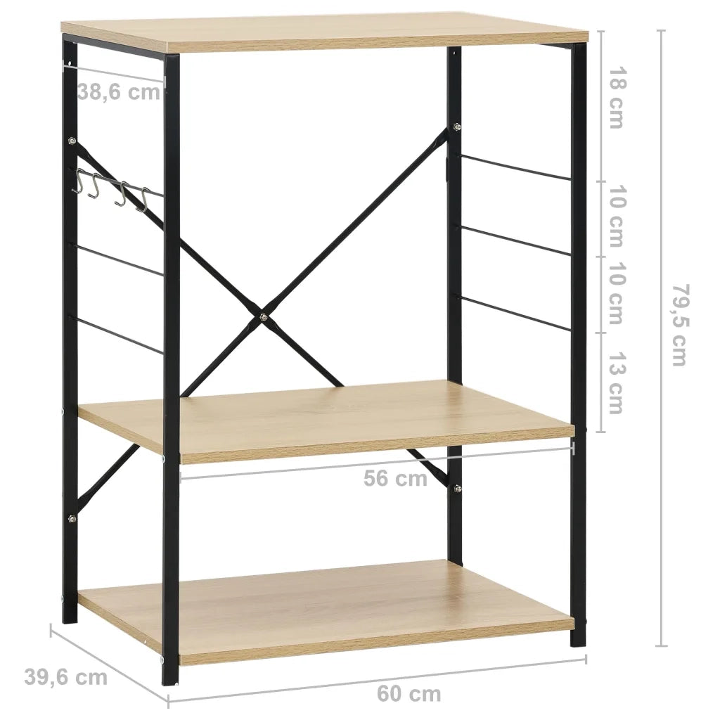 Mobile Microonde Nero e Rovere 60x39,6x79,5cm Legno Multistrato CFW6844835