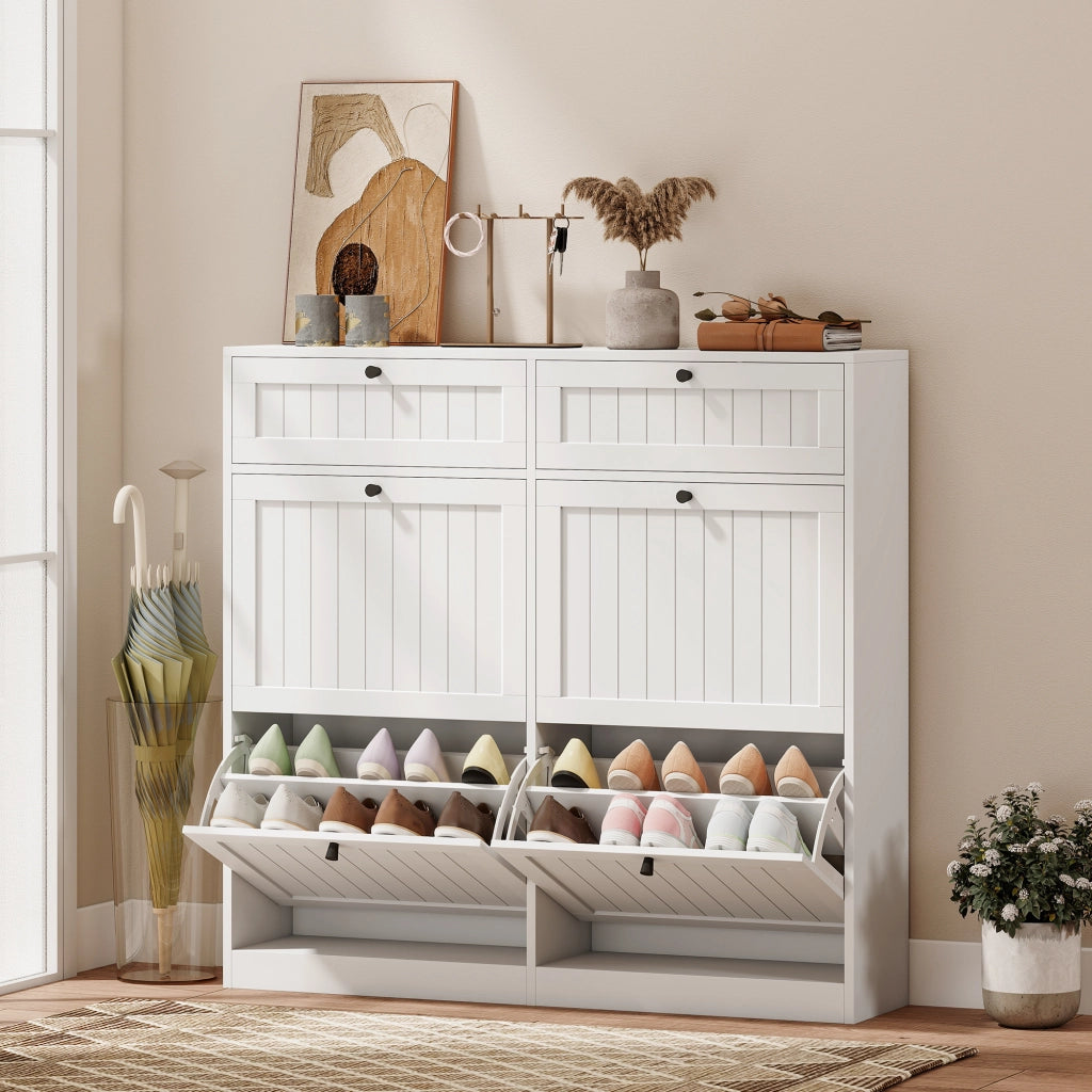 Scarpiera Salvaspazio ¨C Zephmum ¨C Bianco Legno Multistrato 20 Paia