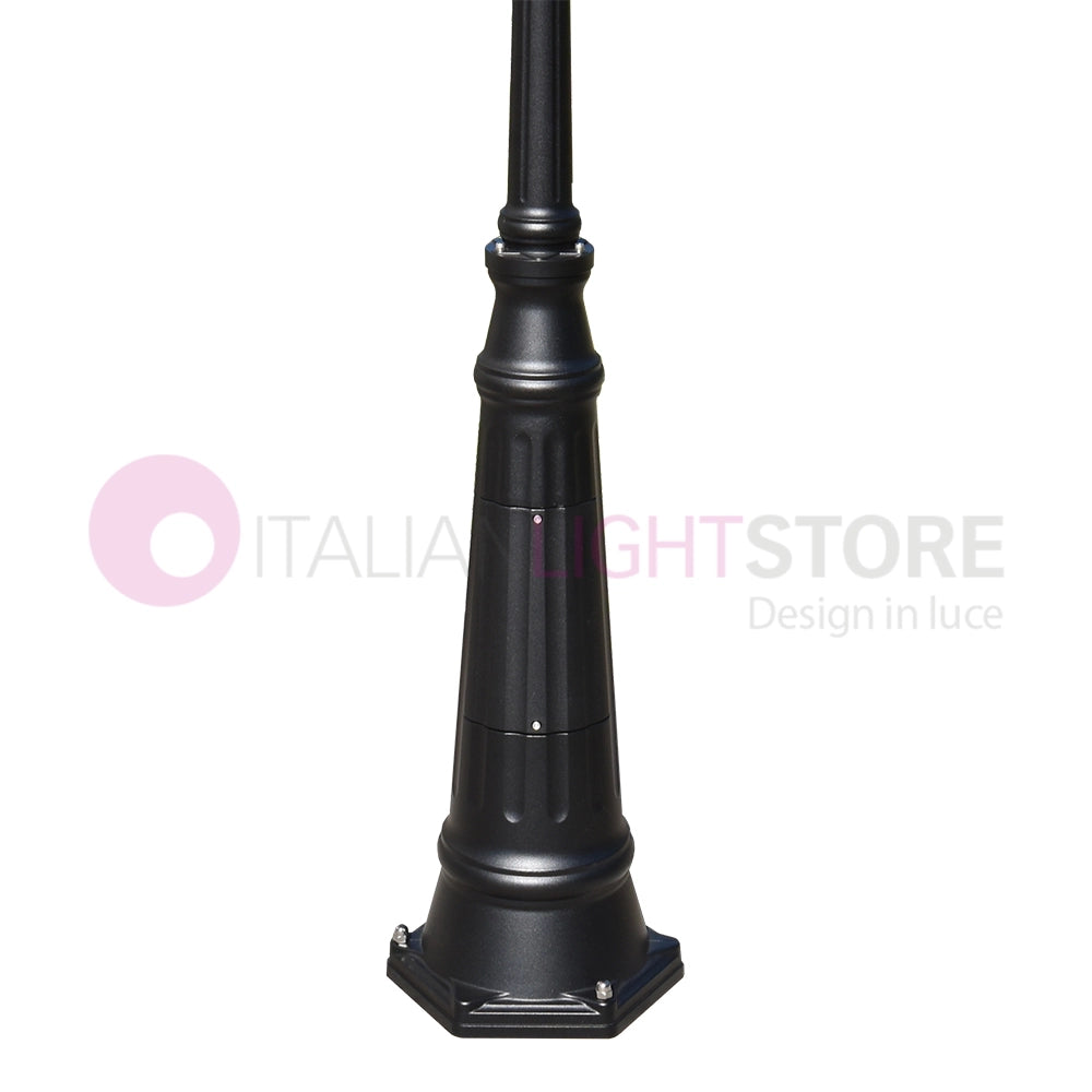 ENEA Lampione a 2 luci h.242 in Alluminio per Esterno Viale Giardino NERO