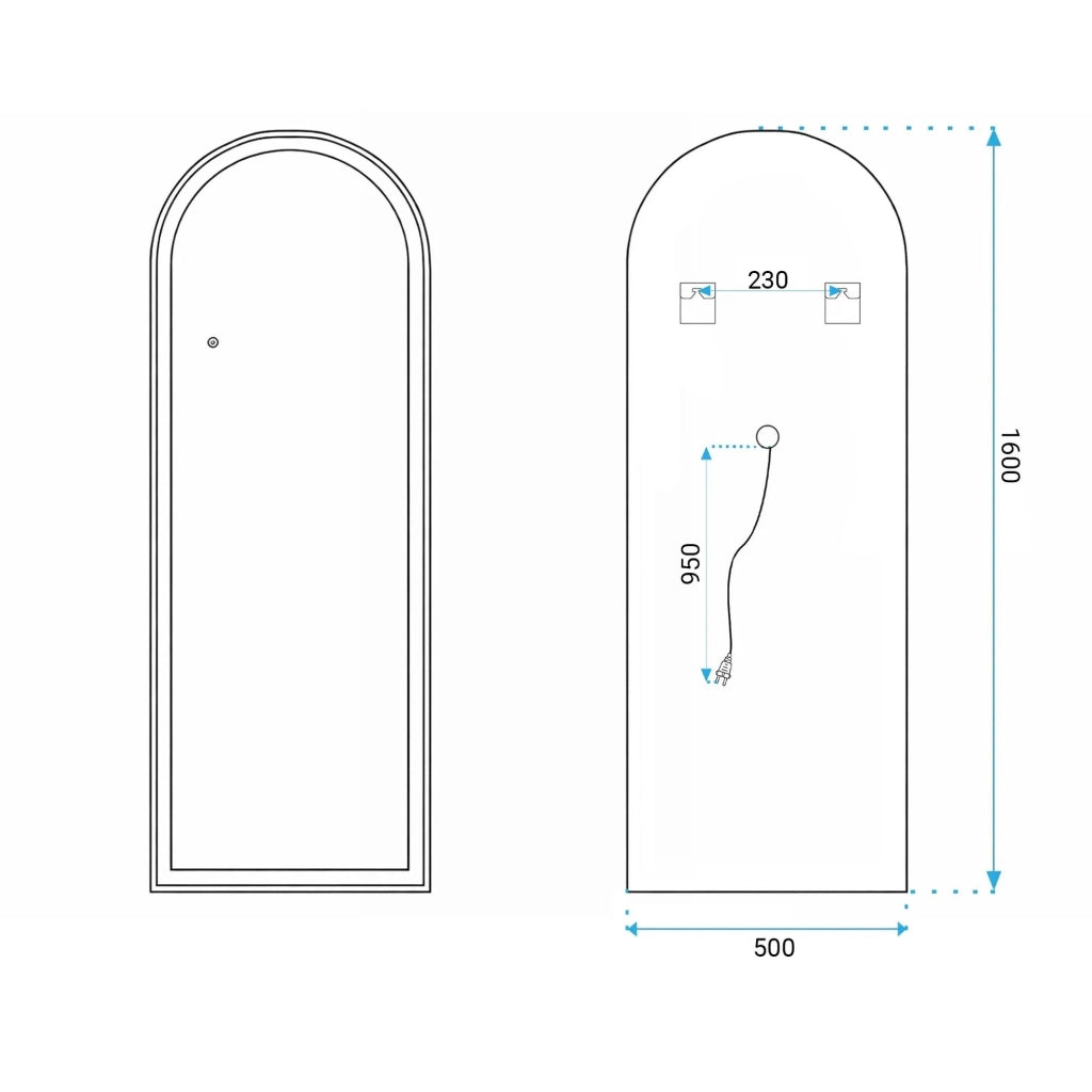 Specchio Led Orbit 50x160cm Black