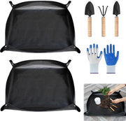 Mat di Giardino 2 pezzi 100x100cm Mat di Pianta impermeabile per la piantagione con attrezzi da giardino Mat di pianta pieghevole per la piantagione di piante grasse Interno (Nero)