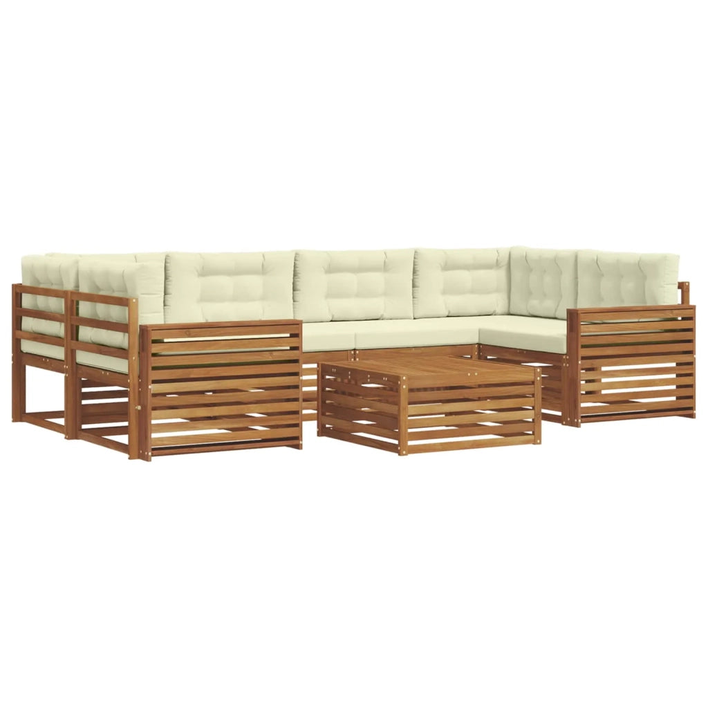 Set di divani da esterno con cuscino 7 pcs Naturale e Crema 3373105