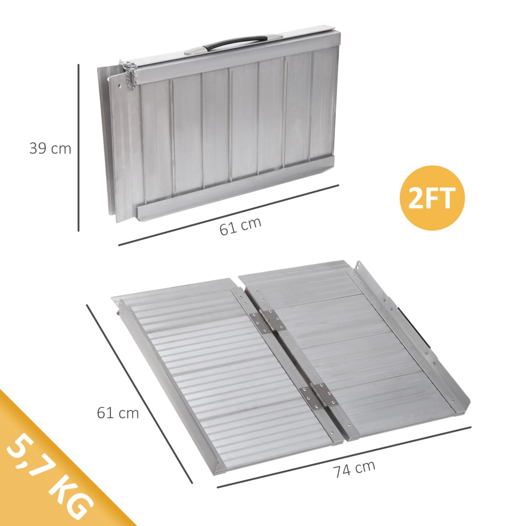 Rampa per Sedie a Rotelle Piegevole 61 cm ¨C zephmum ¨C Alluminio Argento 270 kg