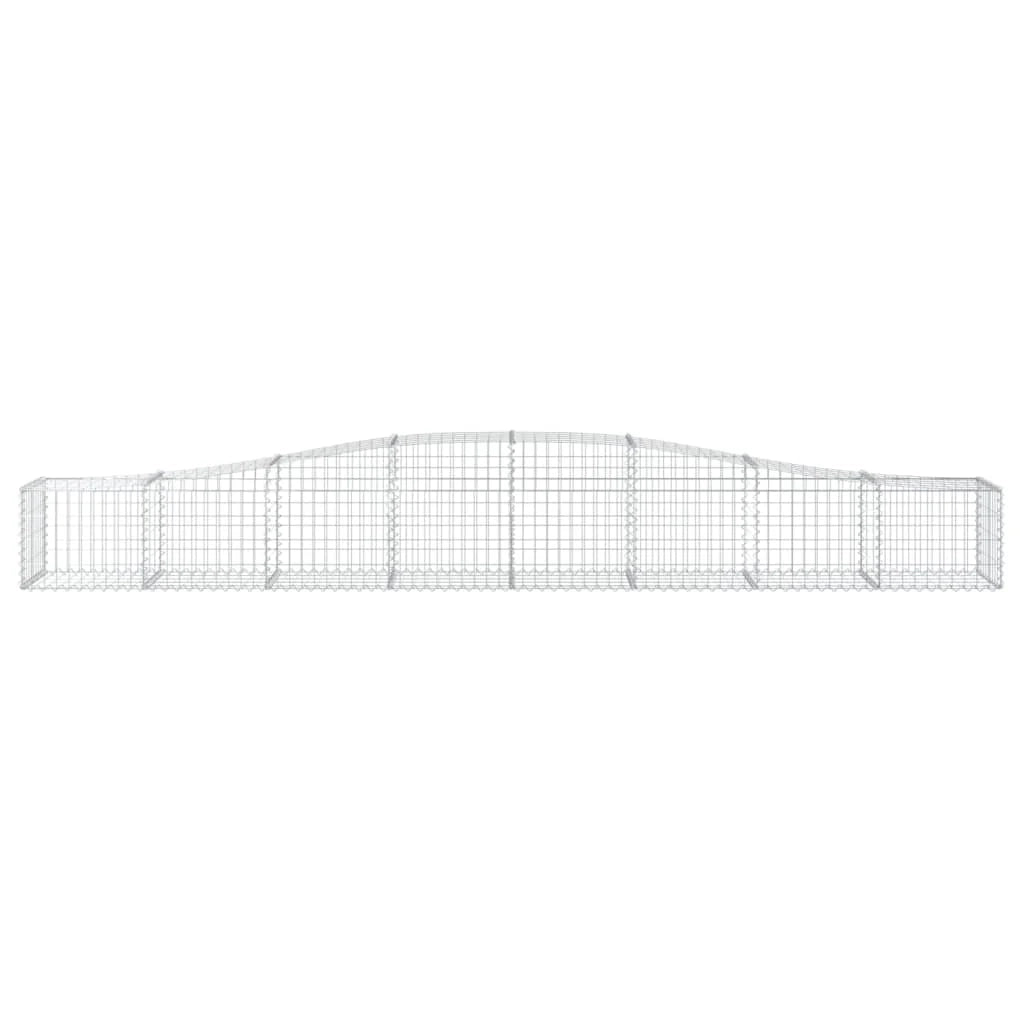 Cestini gabbioni recinzione a gabbia muro di contenimento ad arco 25 pezzi 400 x 50 x 40/60 cm ferro zincato argento 02_0040720