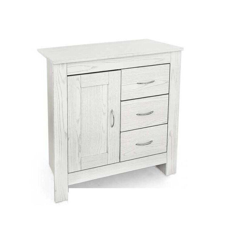 MOBILE DA ARREDO CON 3 CASSETTI E ANTA IN LEGNO 80 X 35 X H80 CM COLORE BIANCO
