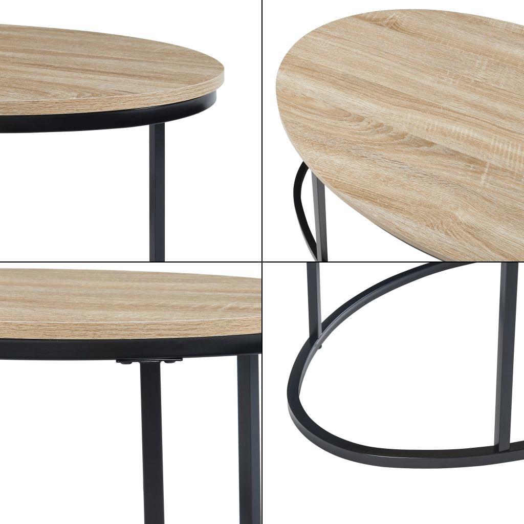 Set Niederlande di 2 Tavolini Sovrapponibili - Effetto Rovere / Nero [en.casa]