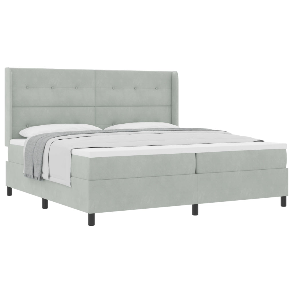Letto Box Spring con Materasso Grigio Chiaro 200x200 cm Velluto