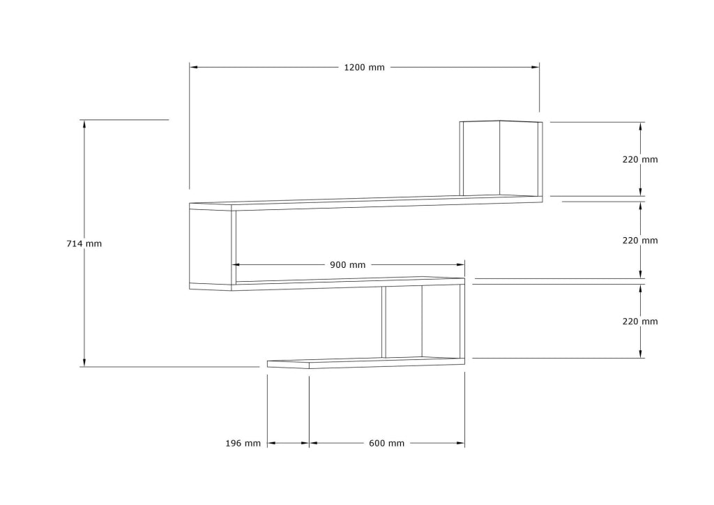 Mensola da parete in legno "Penne" - 120 x 20 x 71 cm - Rovere Zaffiro