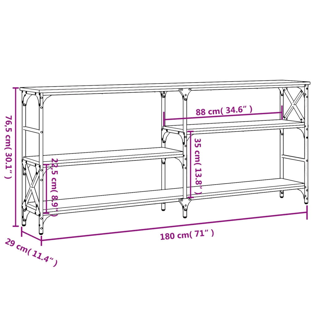 Tavolo Consolle | Tavolo d'Ingresso Rovere Sonoma 180x29x76,5 cm Legno Multistrato