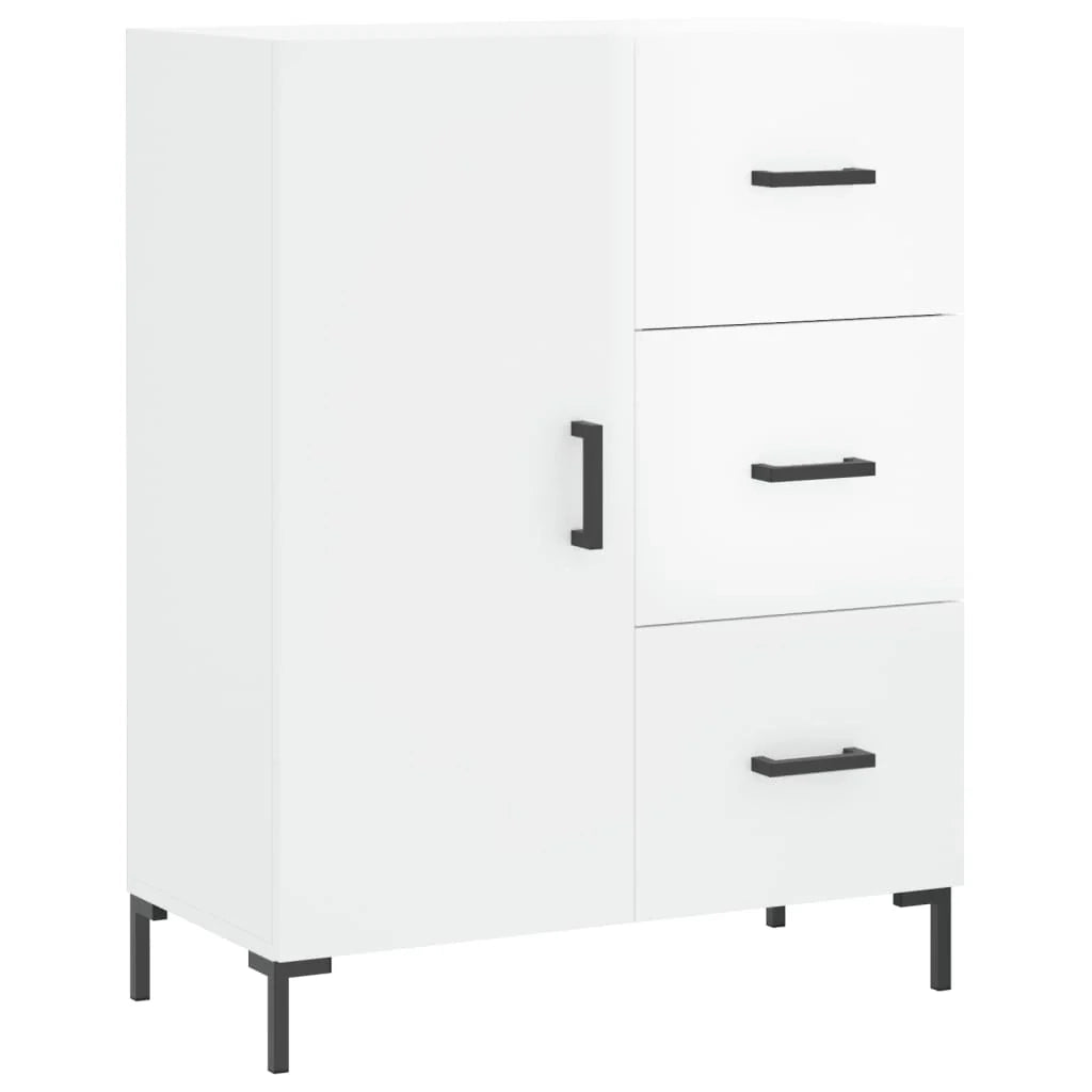 Buffet credenza cassettiera mobiletto mobile contenitore organizer per cucina soggiorno finitura lucida 69,5 x 34 x 90 cm legno ingegnerizzato bianco 02_0030742