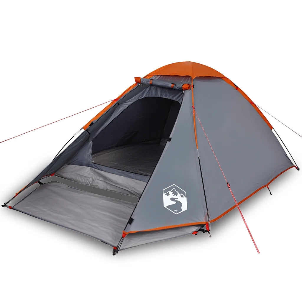 Tenda da Campeggio | Tenda Familiare a Cupola 4 Persone Grigio e Arancione