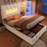 Letto imbottito 90 x 200 cm con contenitore idraulico e testiera regolabile