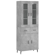 Credenza | Madia | Buffet da pranzo | Armadio da pranzo Grigio Cemento 69,5x34x180 cm in Legno Multistrato